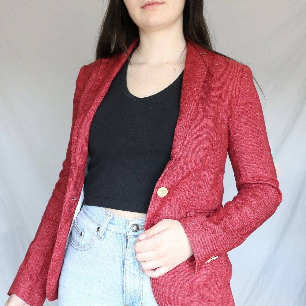 Women’s Red Blazer Jacket - Tailored Suit Jacket